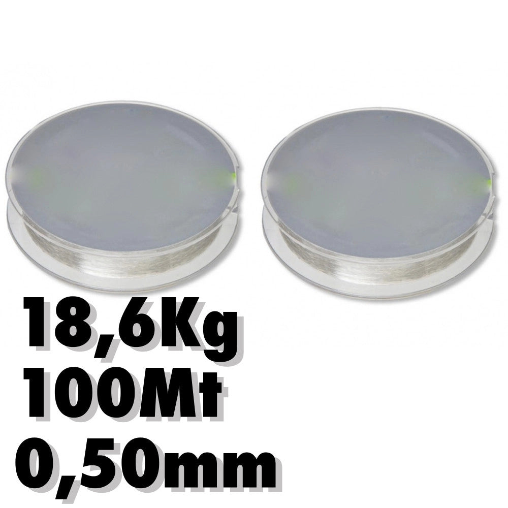 Trade Shop - 2 Rotoli Lenza 0.50mm 18.6kg 100 Metri Ciascuno Carbonio Pesca Super Resistenza -