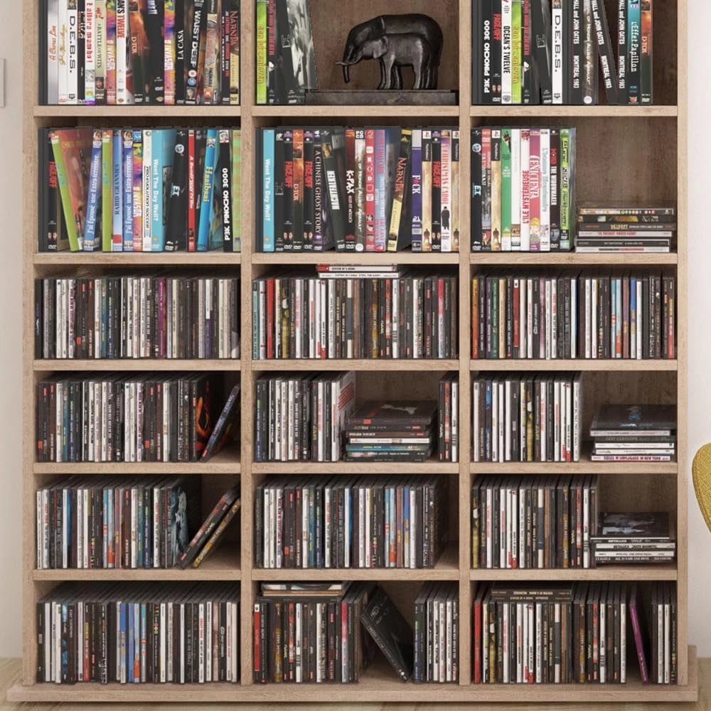 Scaffale porta cd Jukebox, Sonoma, 105.4 x 136 cm, adatto per uso da appoggio o a parete