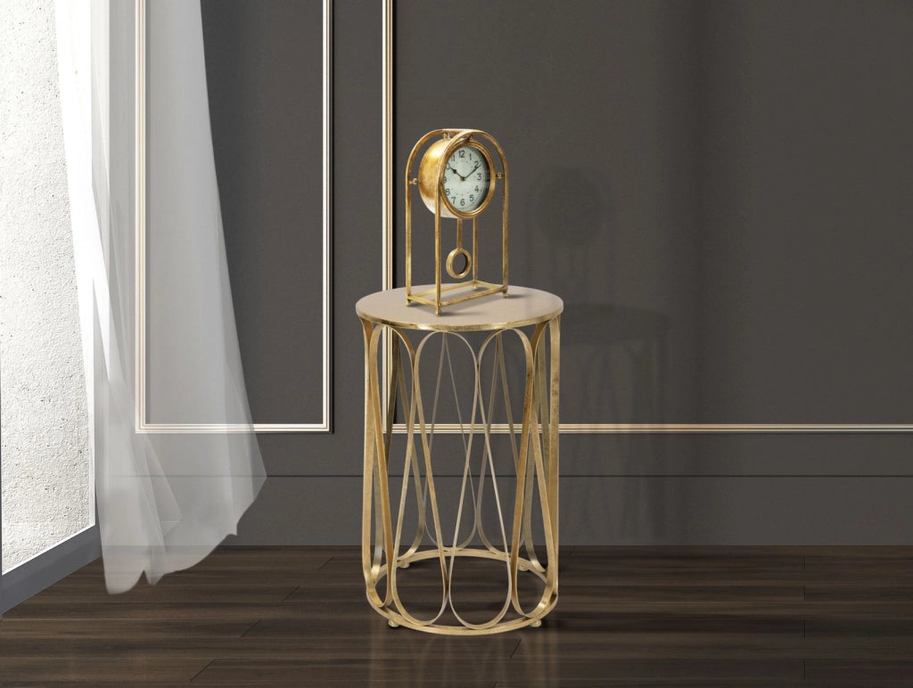 Tavolinetto Venice Ø37x58 cm in Ferro Oro