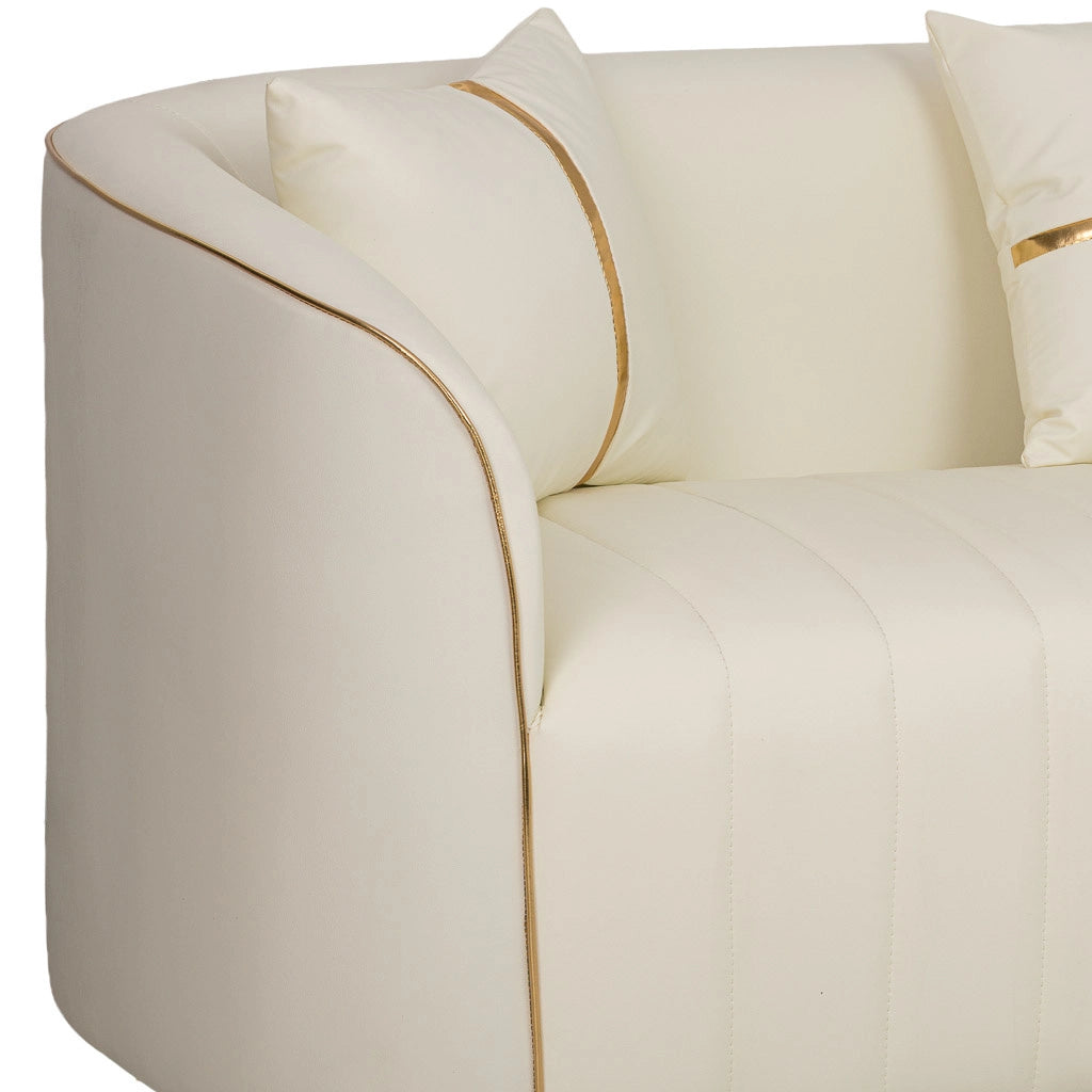 Divano in ecopelle beige 185x72x76h cm