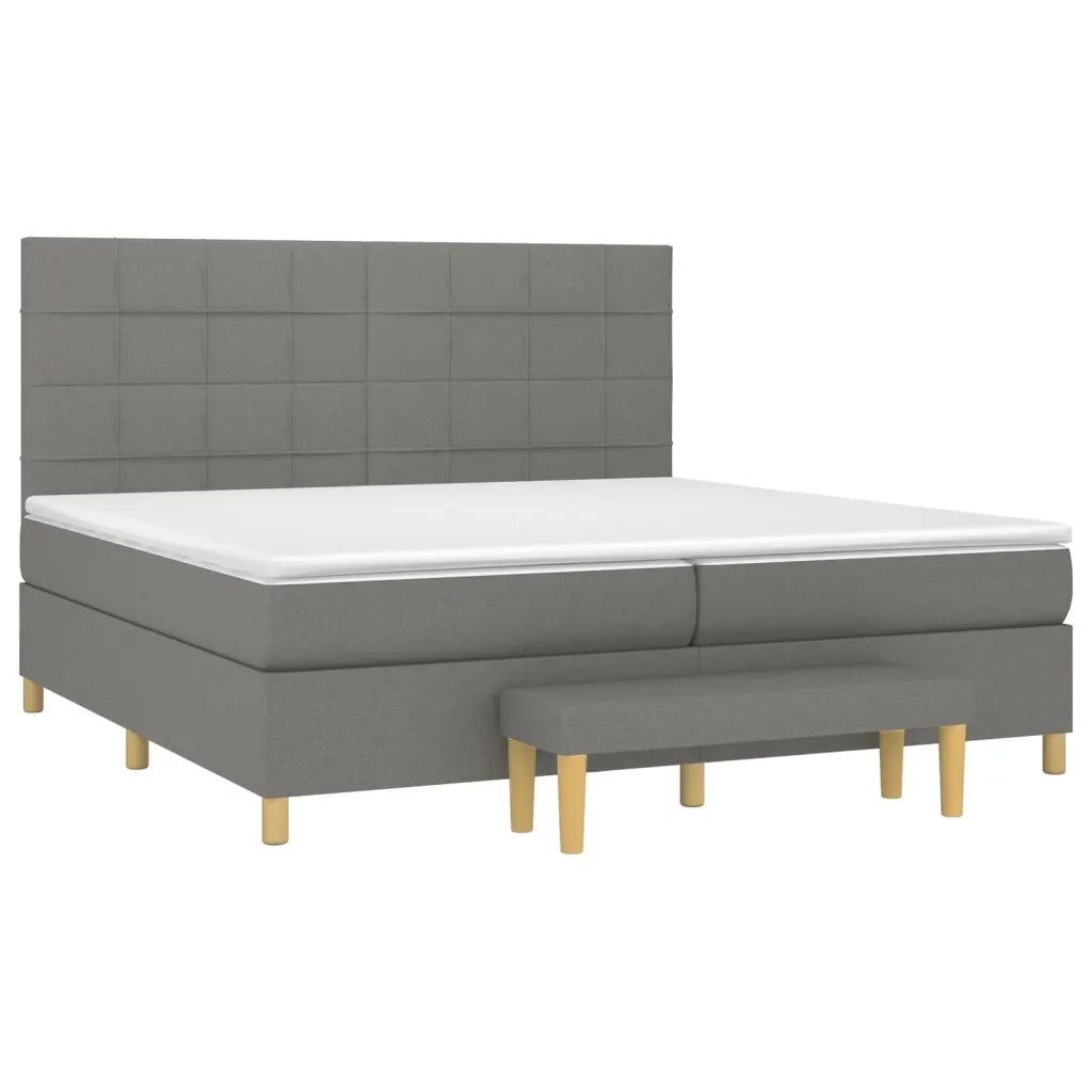 Giroletto a Molle con Materasso Grigio Scuro 200x200 cm Tessuto 3137182