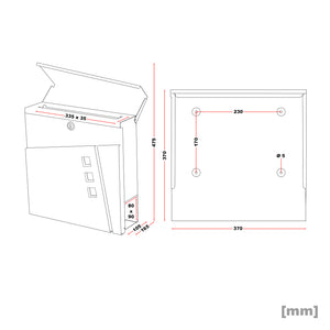 Cassetta postale con vano portagiornale V24 antracite e acciaio inox 370 x 105 x 370 mm
