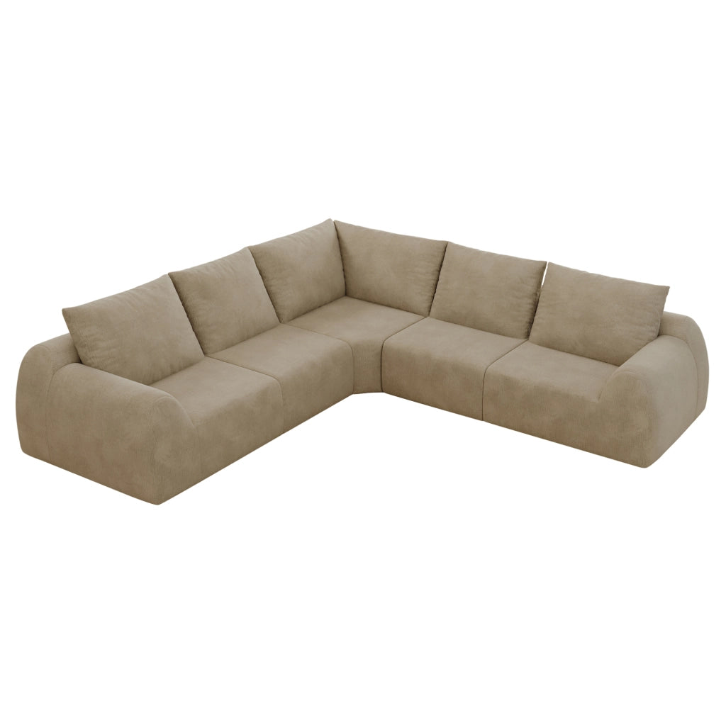 Divano in ciniglia 267x267x85 cm, schiuma ad alta elasticità, colore khaki