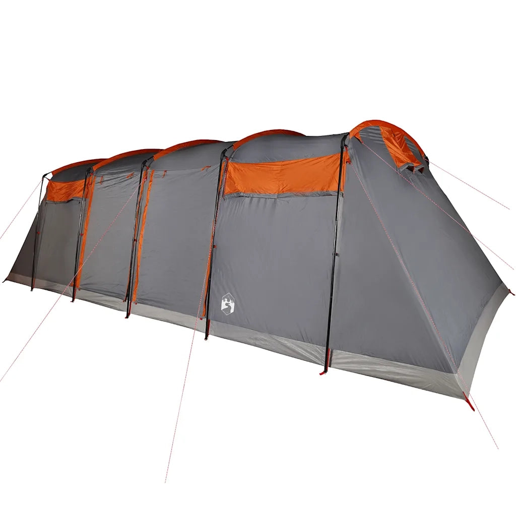 Tenda Familiare Tunnel 10 Persone Grigia Arancione Impermeabile 94621