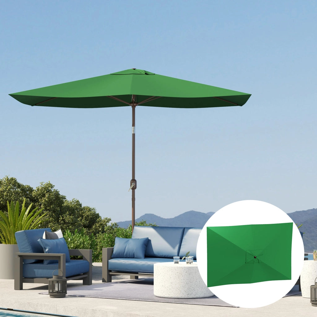 Telo di Ricambio per Ombrellone Rettangolare 3x2 m a 6 Stecche Poliestere Anti UV 50+ Verde