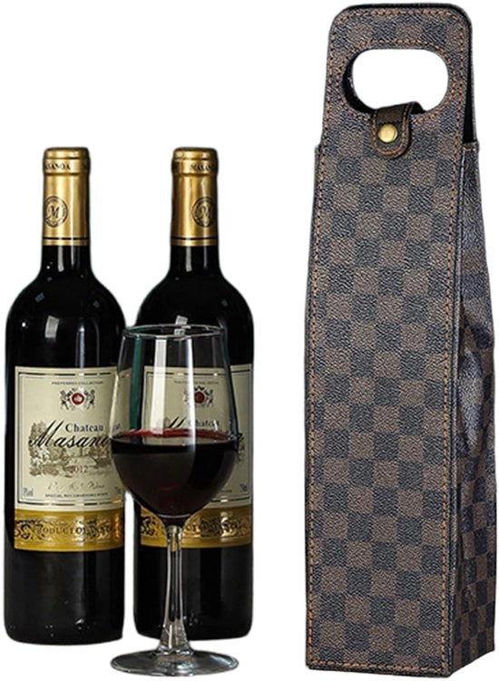 Zak diario in pelle - Porta bottiglie per 2 bottiglie - Tasche per bottiglie riciclabile - Regalo di vino - Tasca da portare - Materiale di alta qualità 40 x 17 x 9 cm