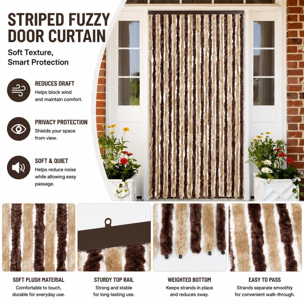 Fly Curtain Beige And Light Brown 100x230 Cm Chenille