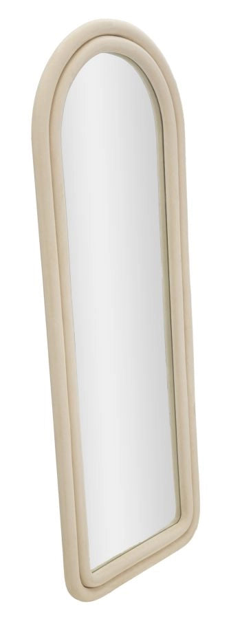 Specchio da muro cornice in velluto crema 60x4x160cm CLOE