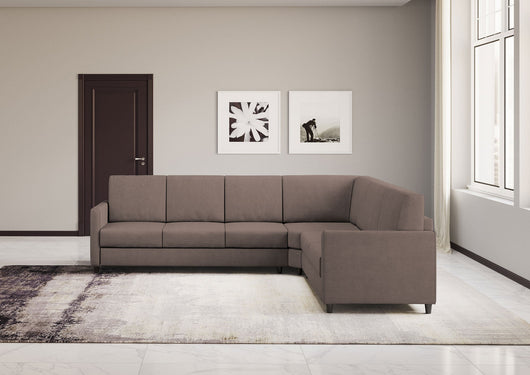 Divano Angolare 6 Posti 281x221x85 cm Karay in Tessuto Talpa