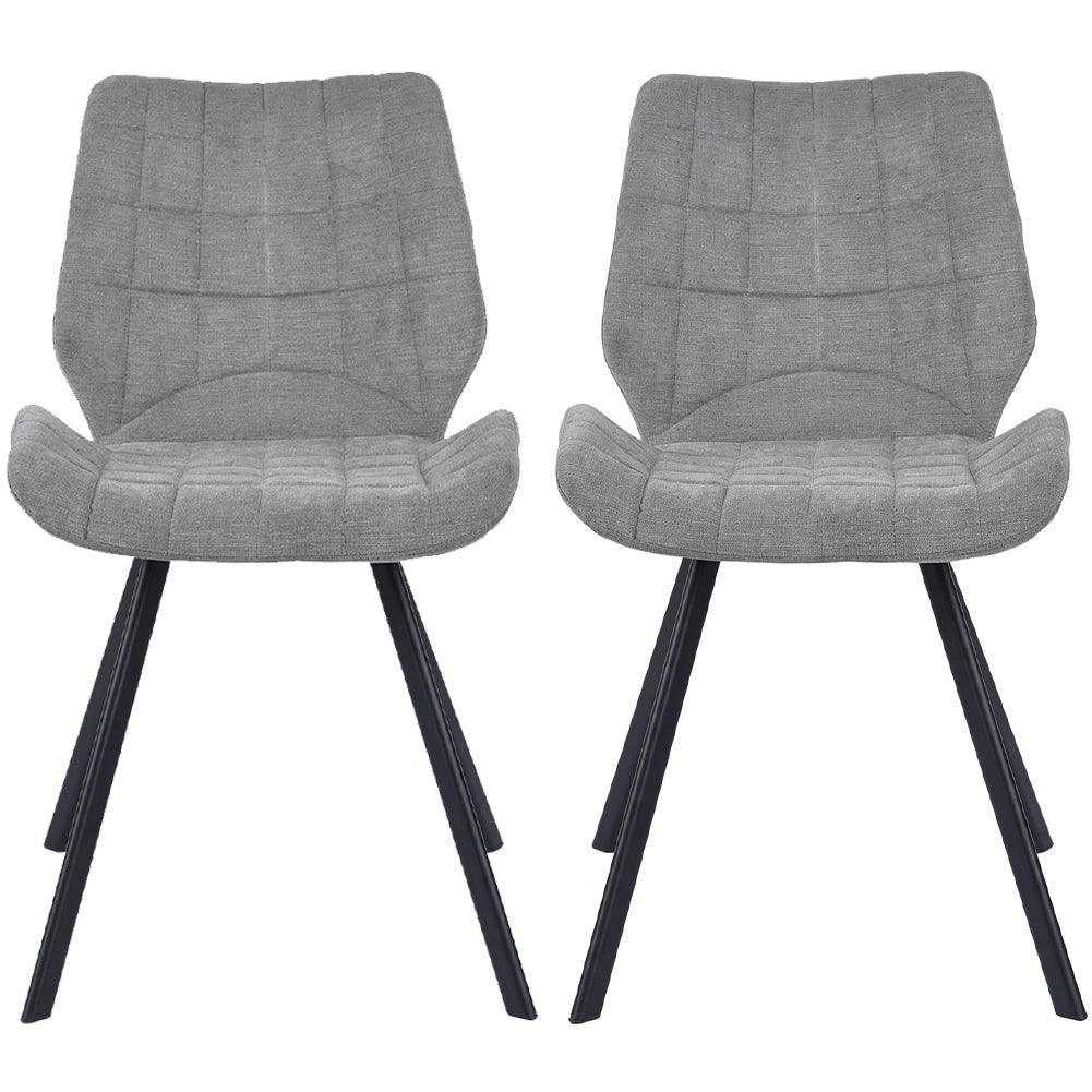 Set 2 Sedie per Sala da Pranzo Tessuto Seduta Ergonomica Colore Grigio
