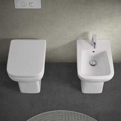 Wc e bidet filomuro salvaspazio Rimless e sedile originale soft close Ginevra