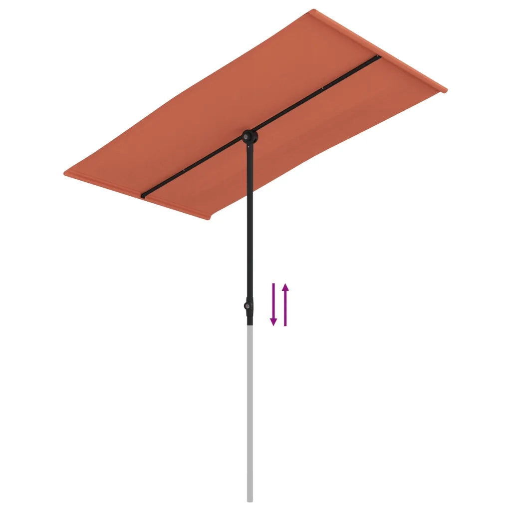 Ombrellone da Giardino-Ombrello da Balcone Palo in Alluminio 180x110cm Terracotta
