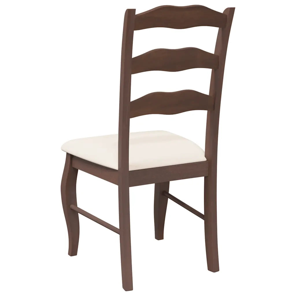 Sedie da Pranzo con Cuscini 2pz Marrone Legno Massello di Hevea 4102491