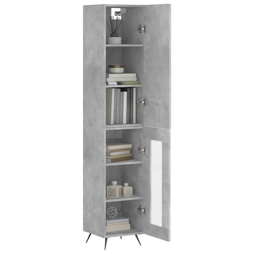 Credenza | Madia | Buffet da pranzo | Armadio da pranzo Grigio Cemento 34,5x34x180 cm in Legno Multistrato