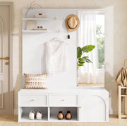 Set guardaroba 120.0x35.0x159.0 cm con specchio e 5 ganci in truciolato bianco