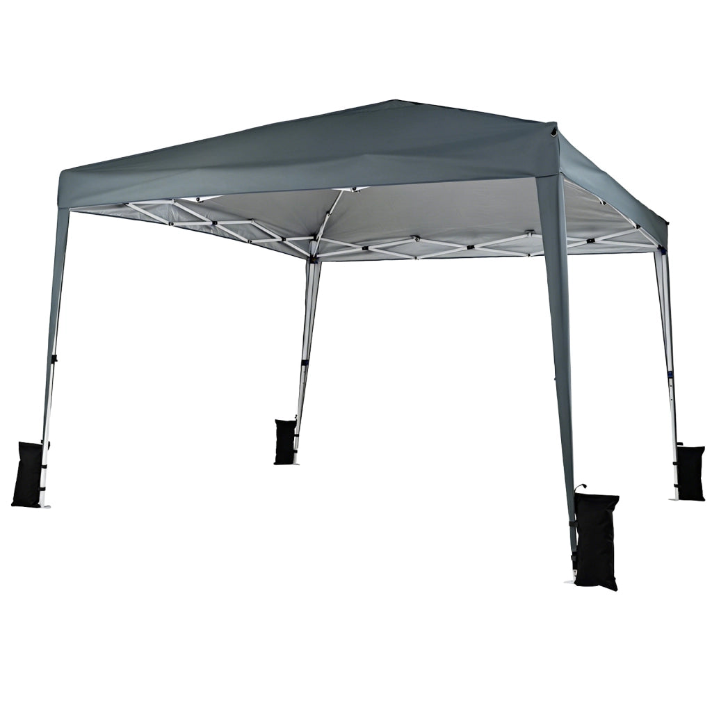 Gazebo da giardino 3 x 3 m pieghevole portatile e altezza regolabile, Tendone parasole con telo impermeabile e resistente Grigio