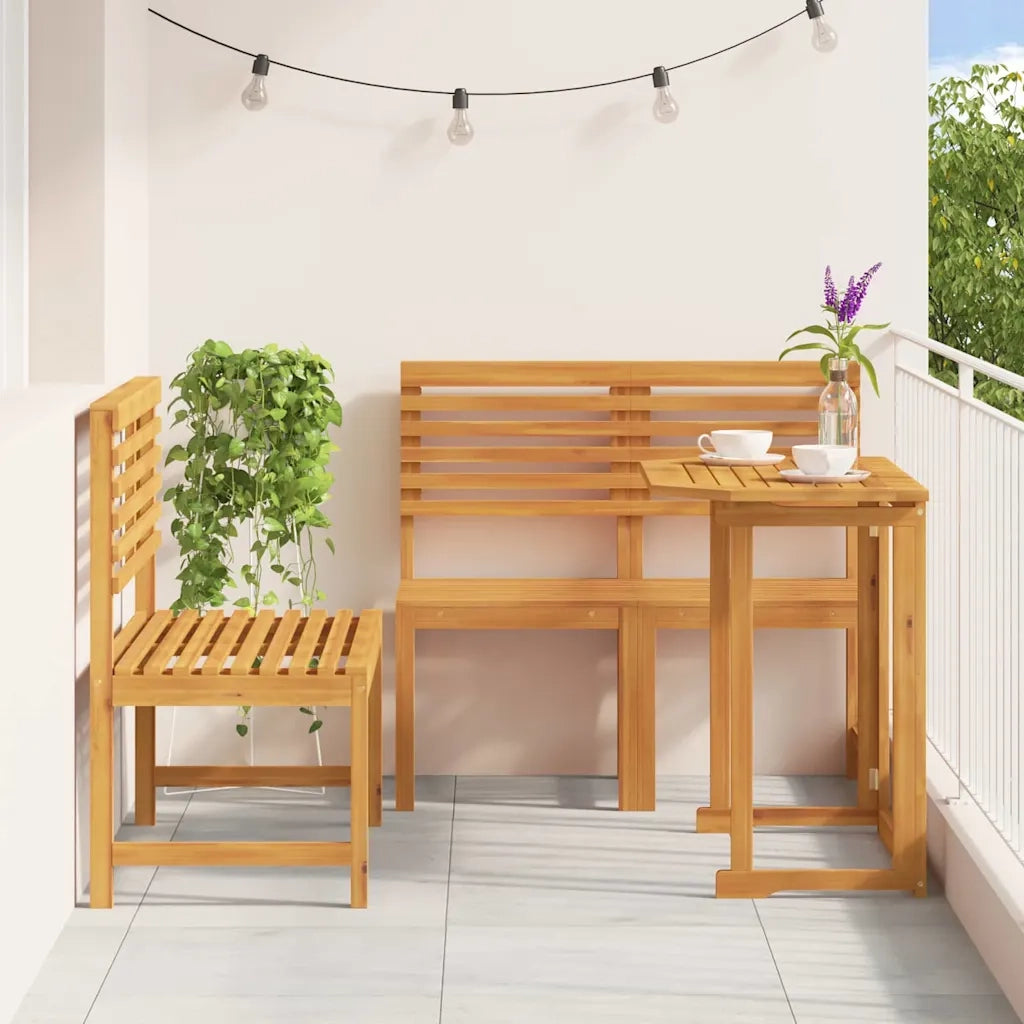Set Bistro da Giardino 3 pcs Marrone Legno di Acacia Massello 3328695