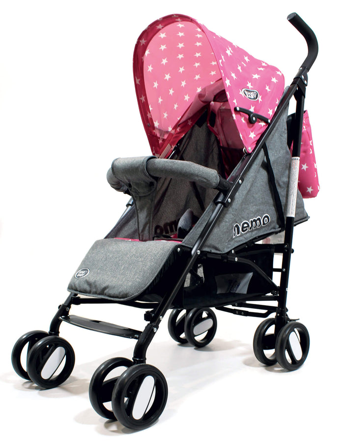 Passeggino Leggero per Bambini Pieghevole con Borsa Nemo Rosa con Stelle