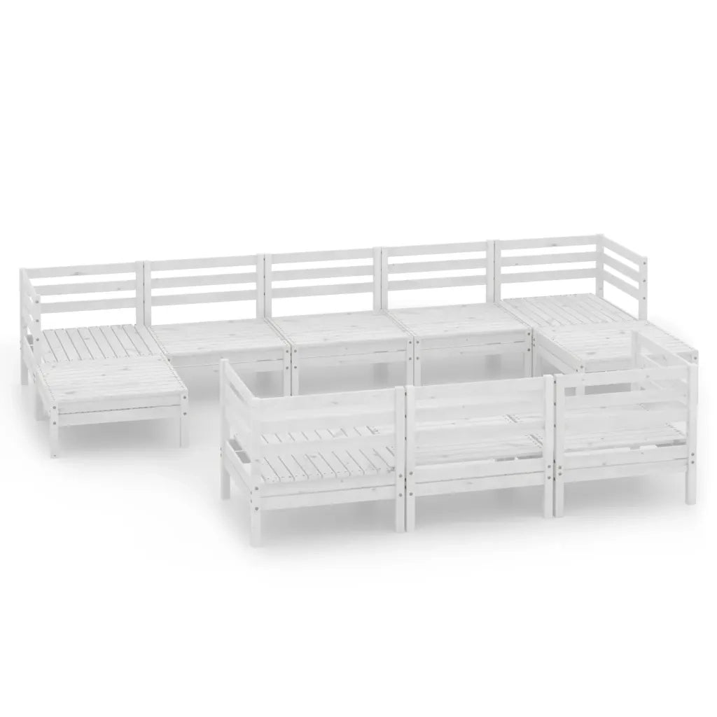 Set Divani da Giardino 10 pz Bianco in Legno Massello di Pino cod mxl 36811