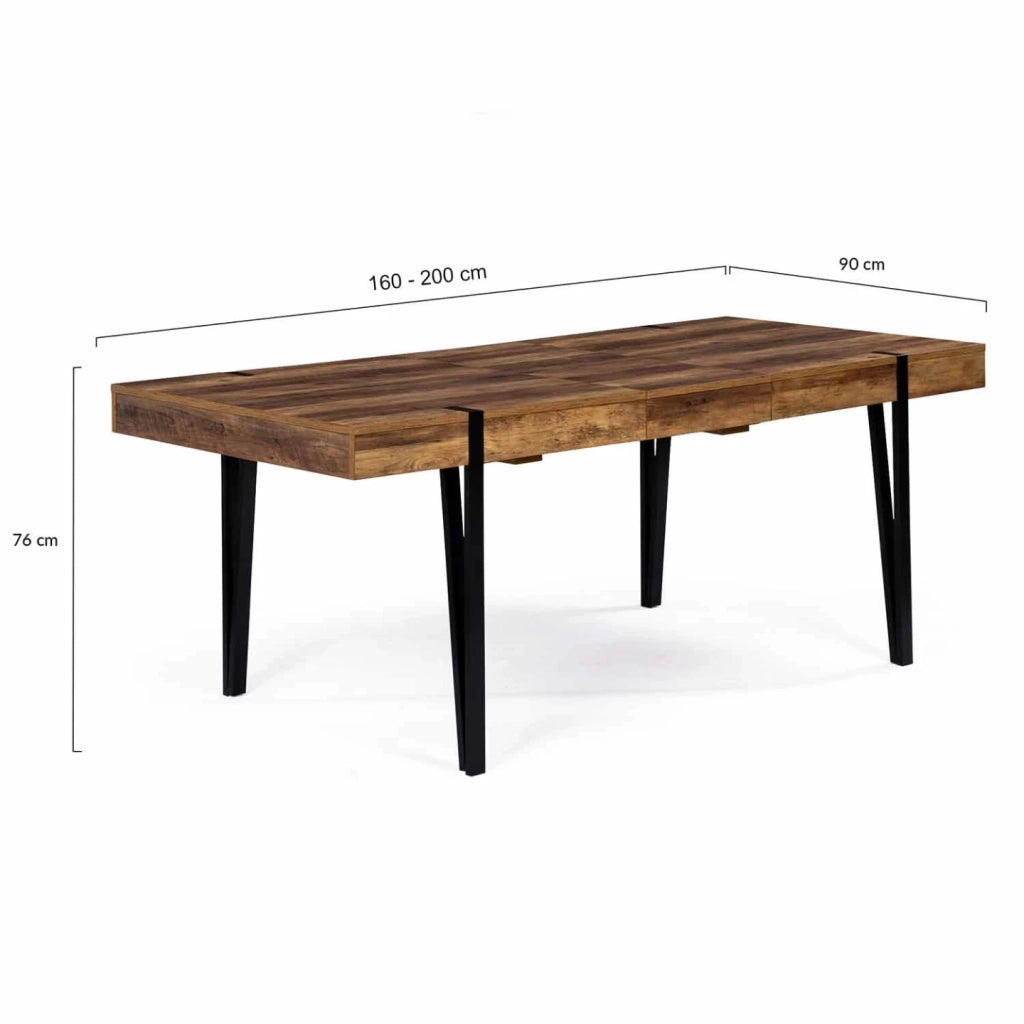 IDMarket - Tavolo da pranzo rettangolare allungabile AUSTRIA 6-10 persone legno nero gamba a spillo 160-200 cm