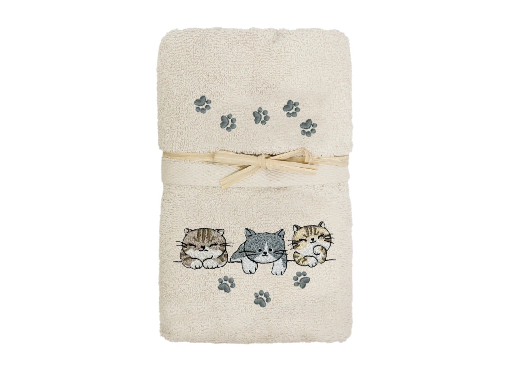 Set Asciugamano Copiola Salvietta Bagno In Spugna 100% Cotone Tre Mici - Copiola - Panna