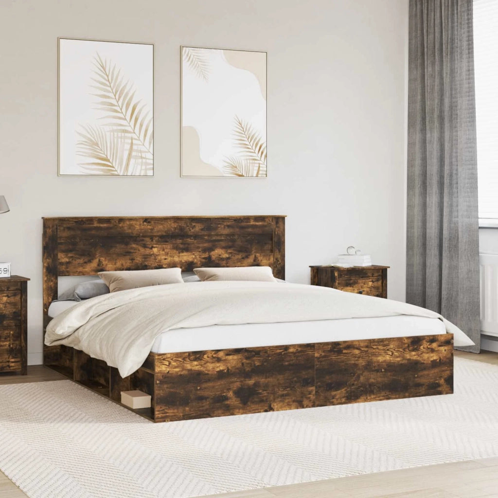 Struttura del letto Rovere fumé 180 x 200 cm Pino massello 3409731