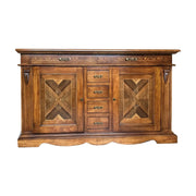 Credenza con intarsio in legno 2 porte 6 cassetti finitura bassano 210x55x115 - Mobili 2G