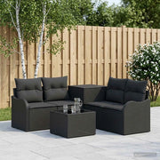 Set di divani 6 pz Nero Rattan sintetico e Acciaio 3447118