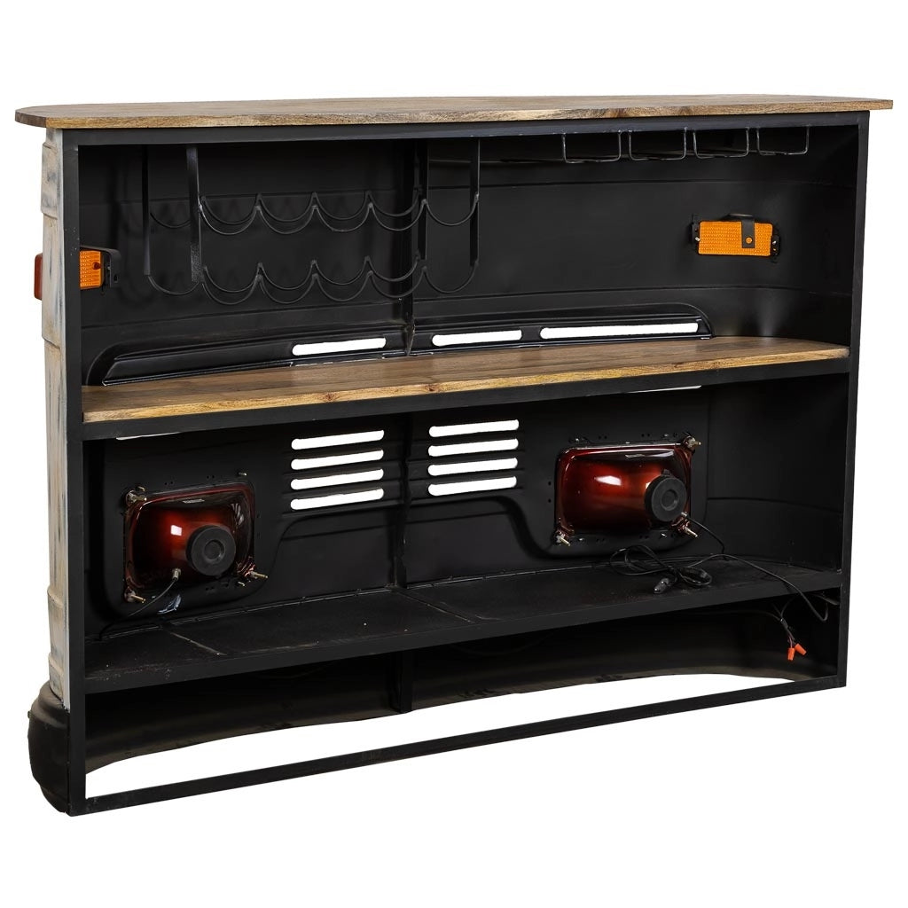 Mobile bar furgone in legno bianco e metallo 153x47x105h