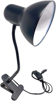 Lampada da Tavolo in Metallo con Braccio flessibile Testa Girevole e pinza Attacco E27 Ideale per Scrivania lettura studio Colore: Nero
