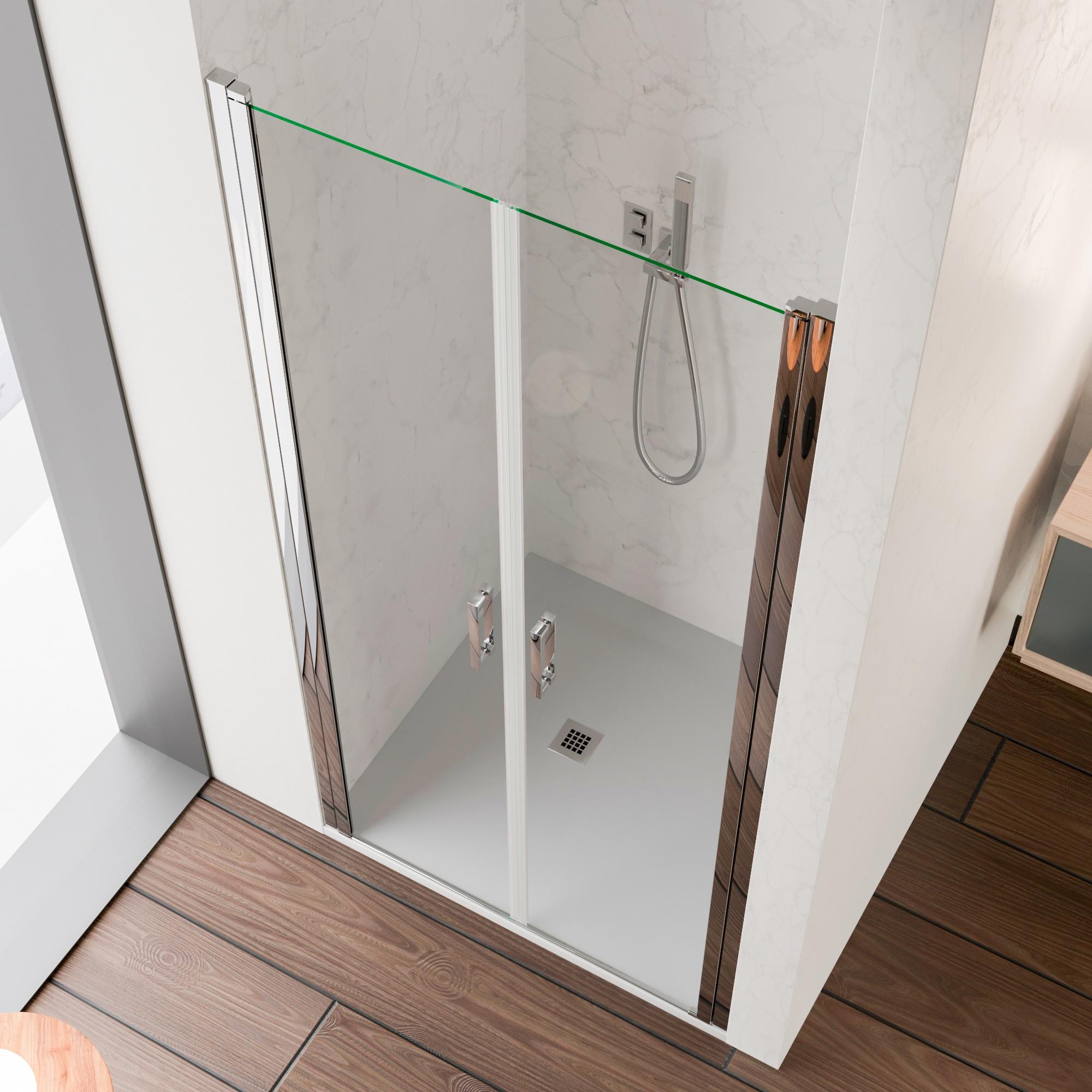 Porta Parete Doccia 80 cm 2 Ante Saloon in Cristallo Trasparente 6mm H195 Bonussi Julia