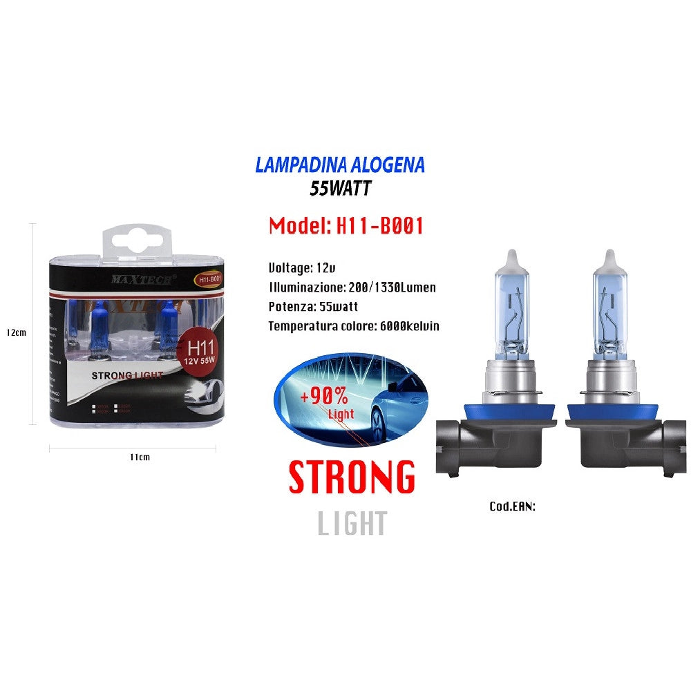 Trade Shop - Lampada Alogena H11 Faro 12v 55 W Alta Qualità Super Luminoso Maxtech H11-b001 -