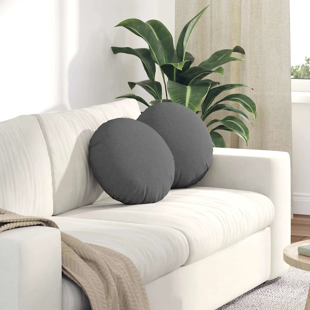 Cuscini per Seduta 2 pcs Grigio scuro Ø40 x 13 cm Tessuto
