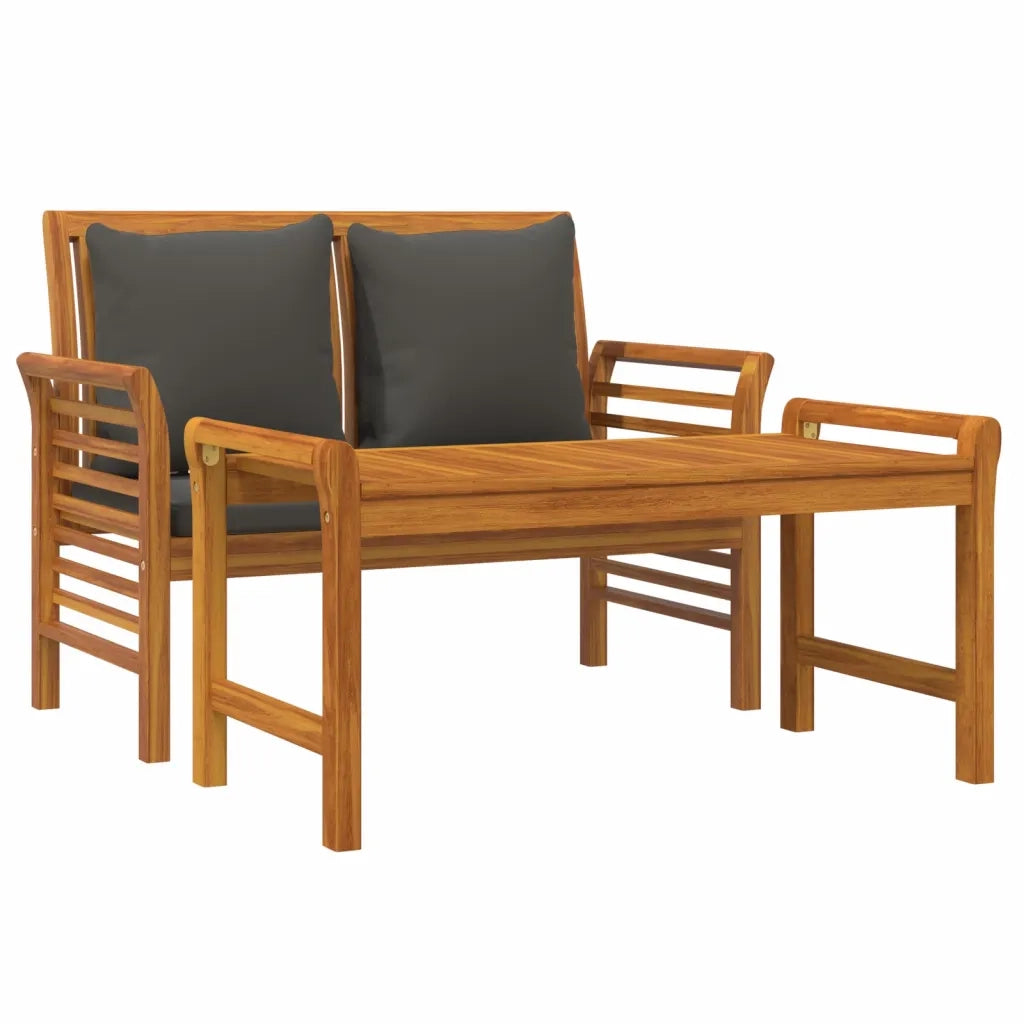 Set Divani Giardino 2pz | Set Salotto da Giardino con Cuscini Grigio Scuro Legno Massello