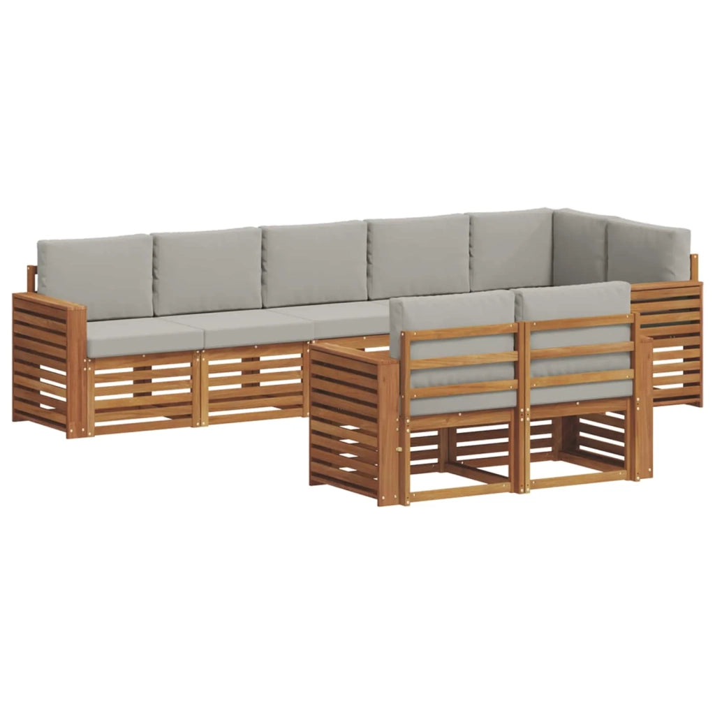 Set divani con cuscino 8 pcs Grigio Naturale e Chiaro 3375016