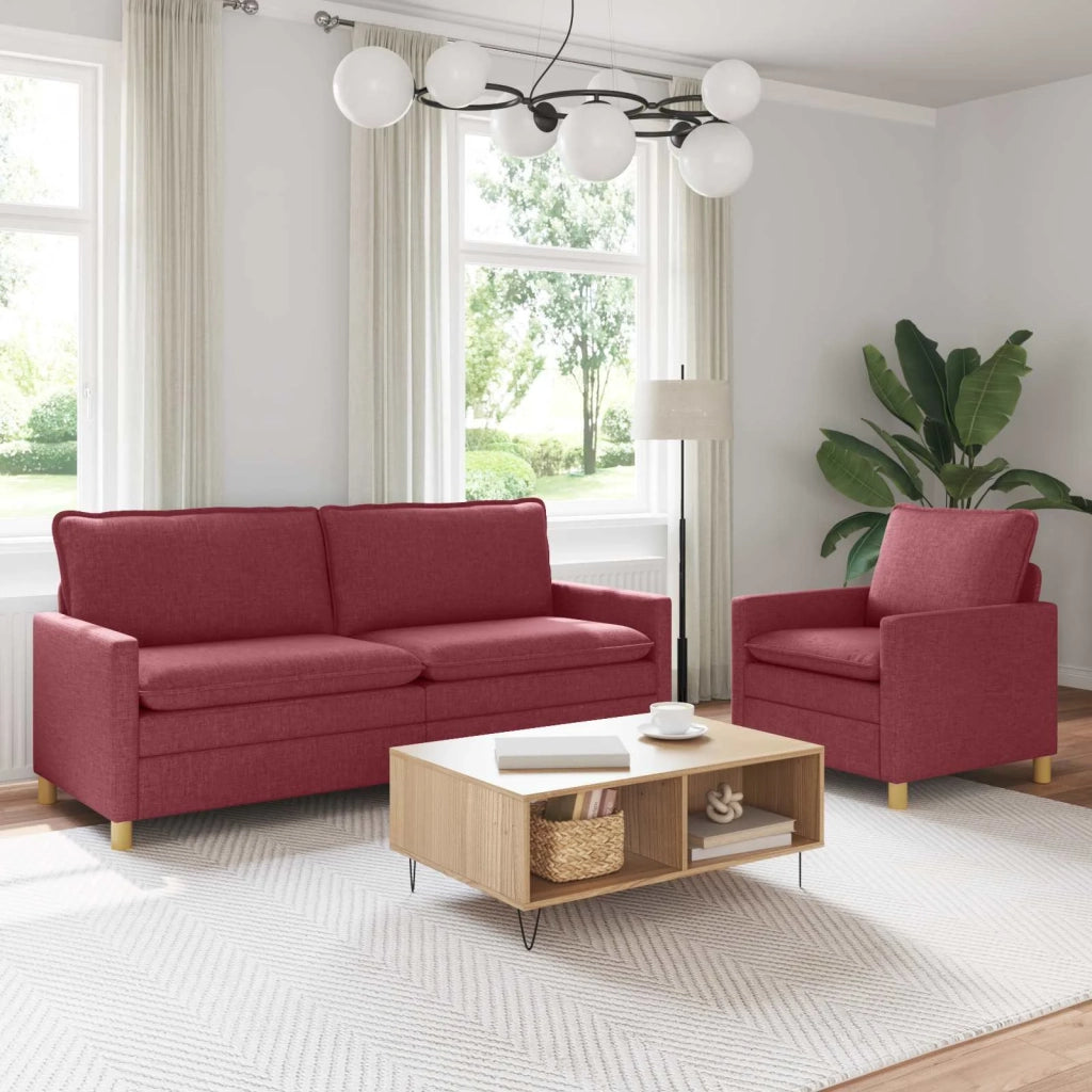 Set di divani 2 pz Rosso Vino Tessuto 3417104