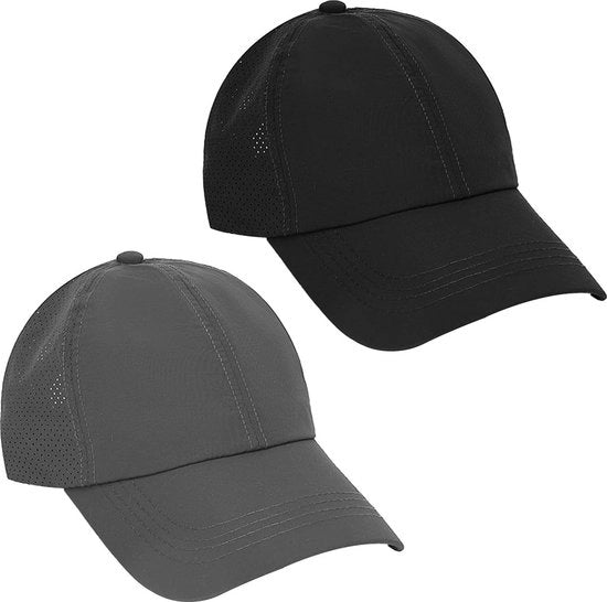 Due copricapi per bambine - cappelli per bambine con code di cavallo - cappelli da baseball per bambine - cappelli da sole per bambine sportivi - cappelli da sole estivi regolabili - neri - S-M.