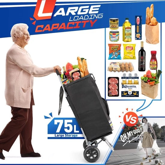 Carrello per spesa con ruote – Carrello per spesa extra sostenibile – materiale resistente – impermeabile