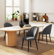 Set 4 sedie da cucina grigio scuro con gambe in acciaio