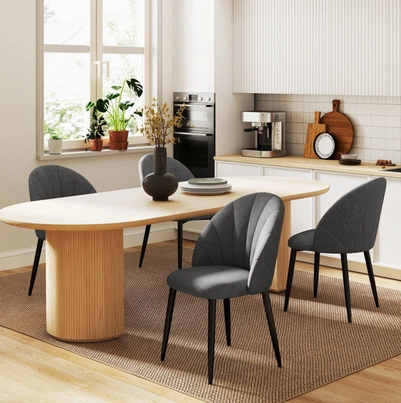 Set 4 sedie da cucina grigio scuro con gambe in acciaio