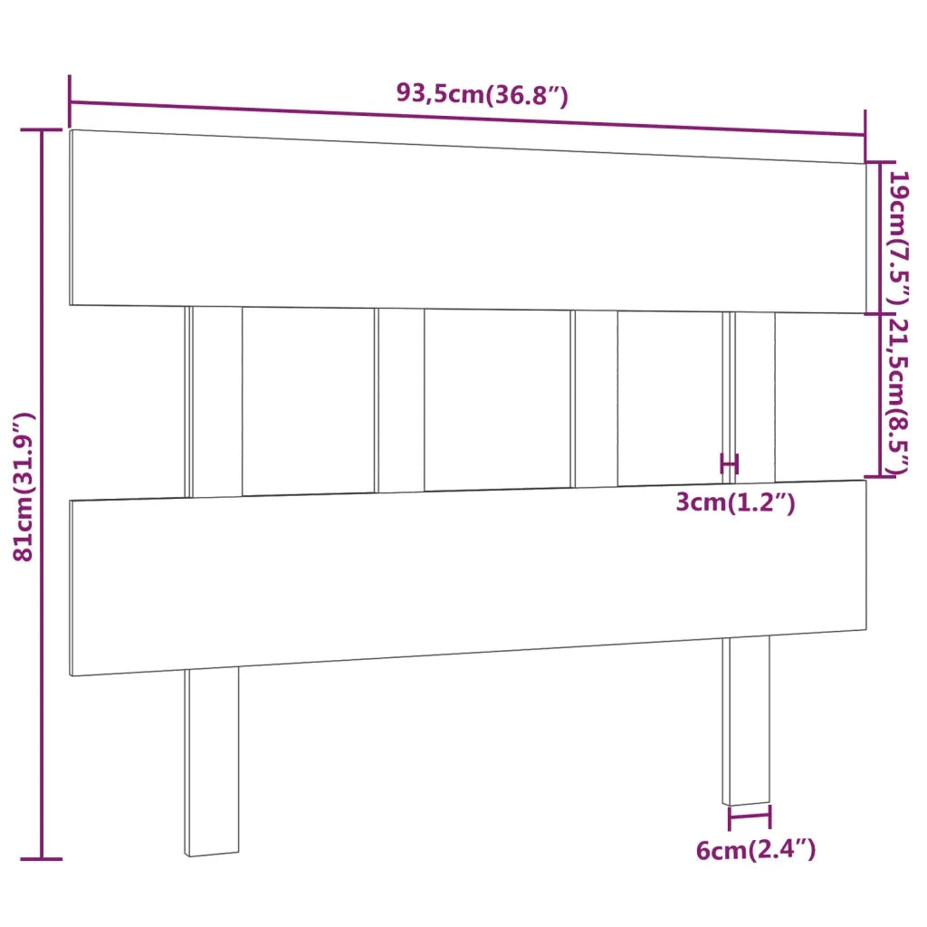 Testiera per Letto-Testata-Testiera Decorativa Nera 93,5x3x81 cm in Legno Massello di Pino