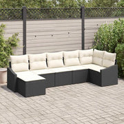 Set di divani con cuscino 7 pcs Nero polyrattan