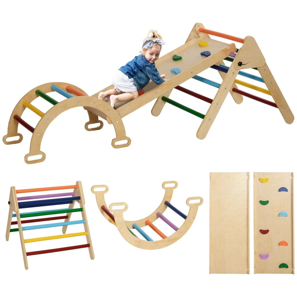 Gioco per Bambini 5 in 1 Triangolo e Arco Montessori Rampa per Arrampicata