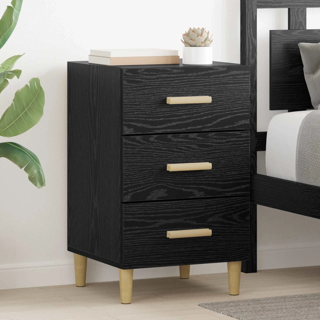 Comodino | Armadio da Notte | Mobiletto da notte Rovere Nero 40 x 40 x 66 cm Legno multistrato