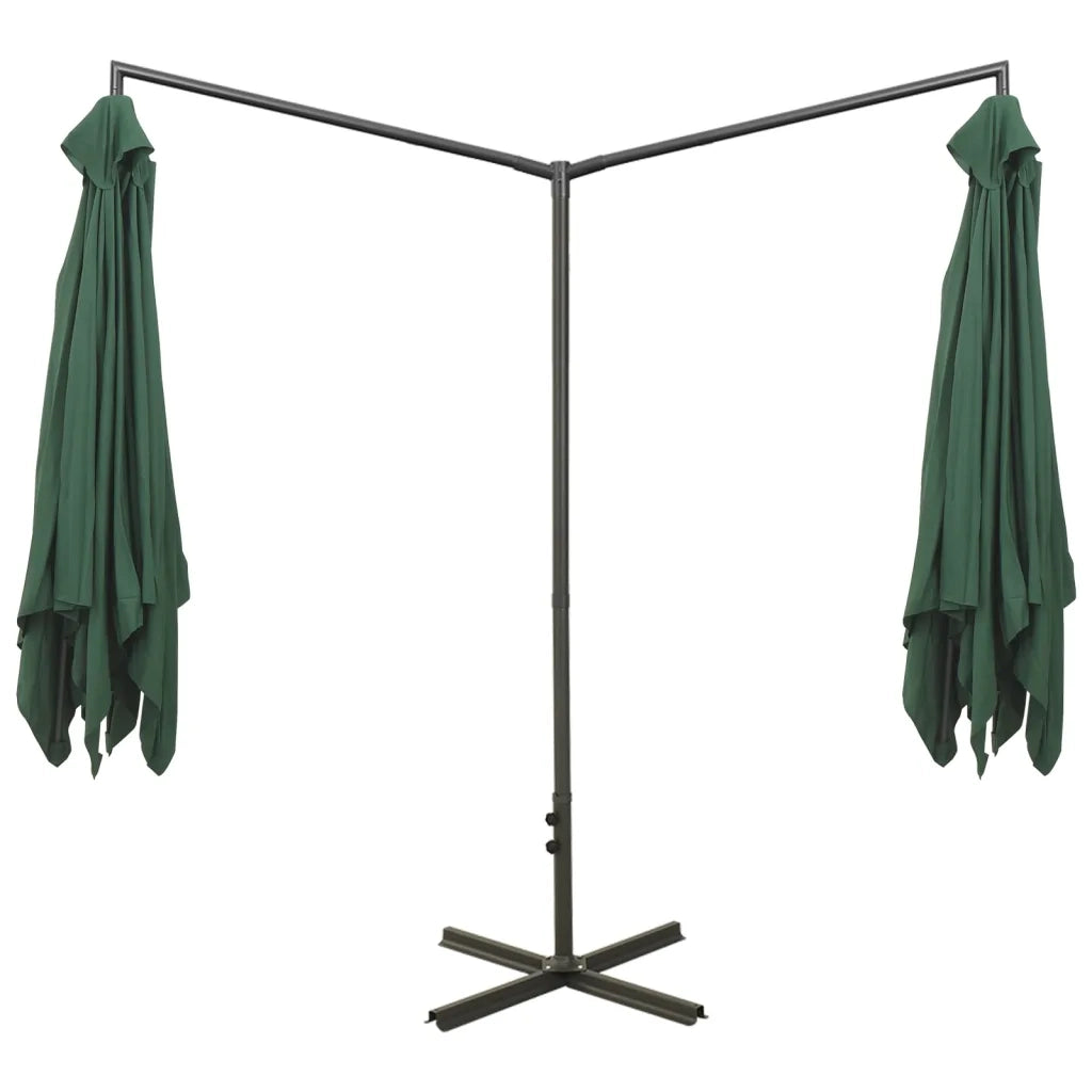 Ombrellone Doppio con Palo in Acciaio Verde 600x300 cm 312554