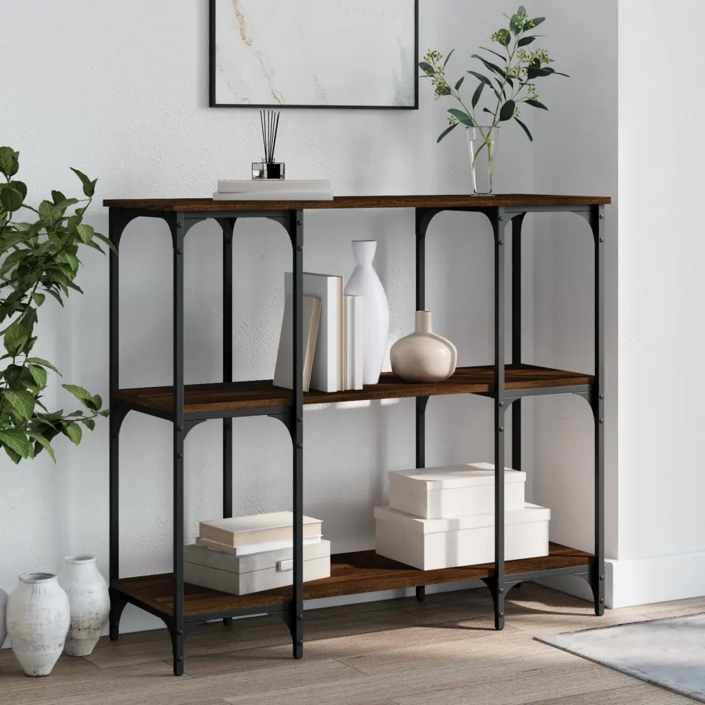 Tavolino Consolle-Tavolino da soggiorno-Tavolo Rovere Marrone 102x35x90 cm Legno Multistrato
