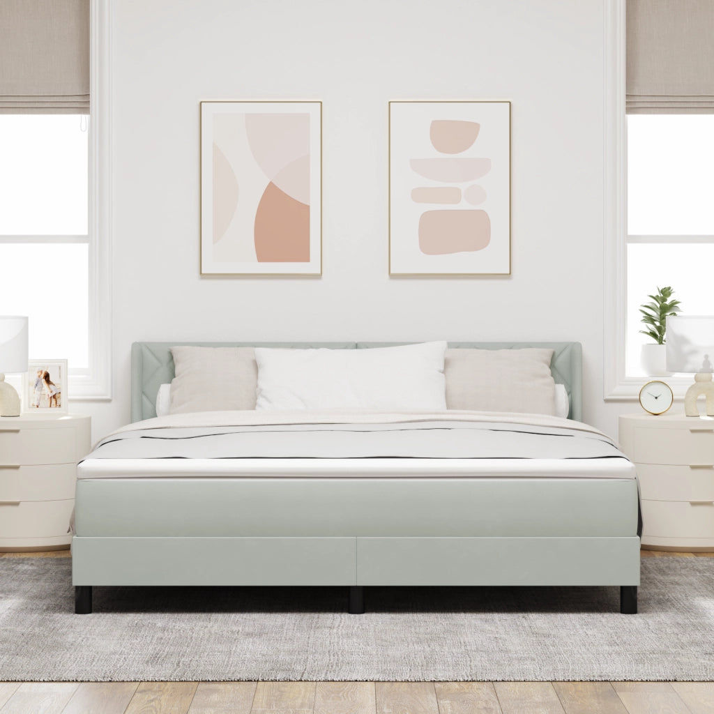 Letto con Box Spring e Materasso Grigio Chiaro 180x200 cm in Velluto