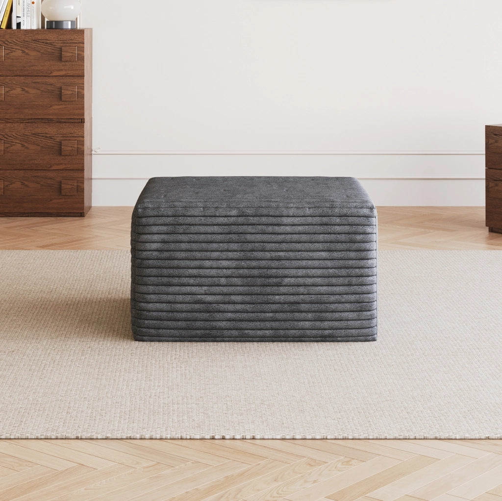 POUF in tessuto grigio scuro, imbottitura in schiuma elastica, 72 cm