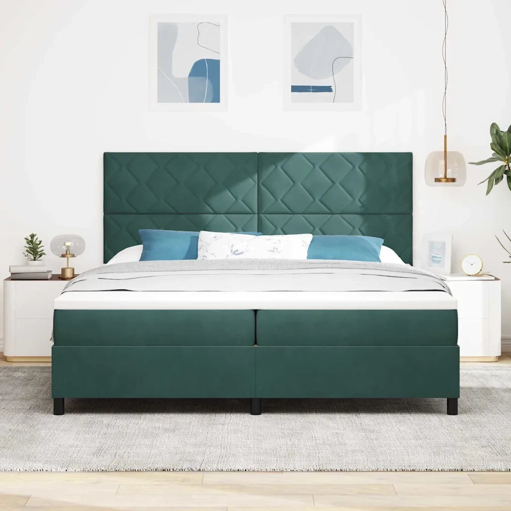 Letto a molle con materasso Verde Scuro 200 x 200 cm Velluto 3339923
