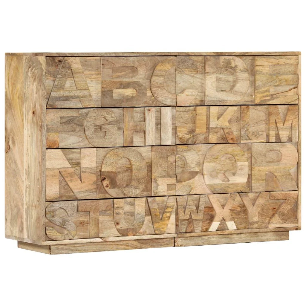 Credenza consolle contenitore mobile alfabetico con 6 cassetti 120 cm legno massello di mango marrone 4402213